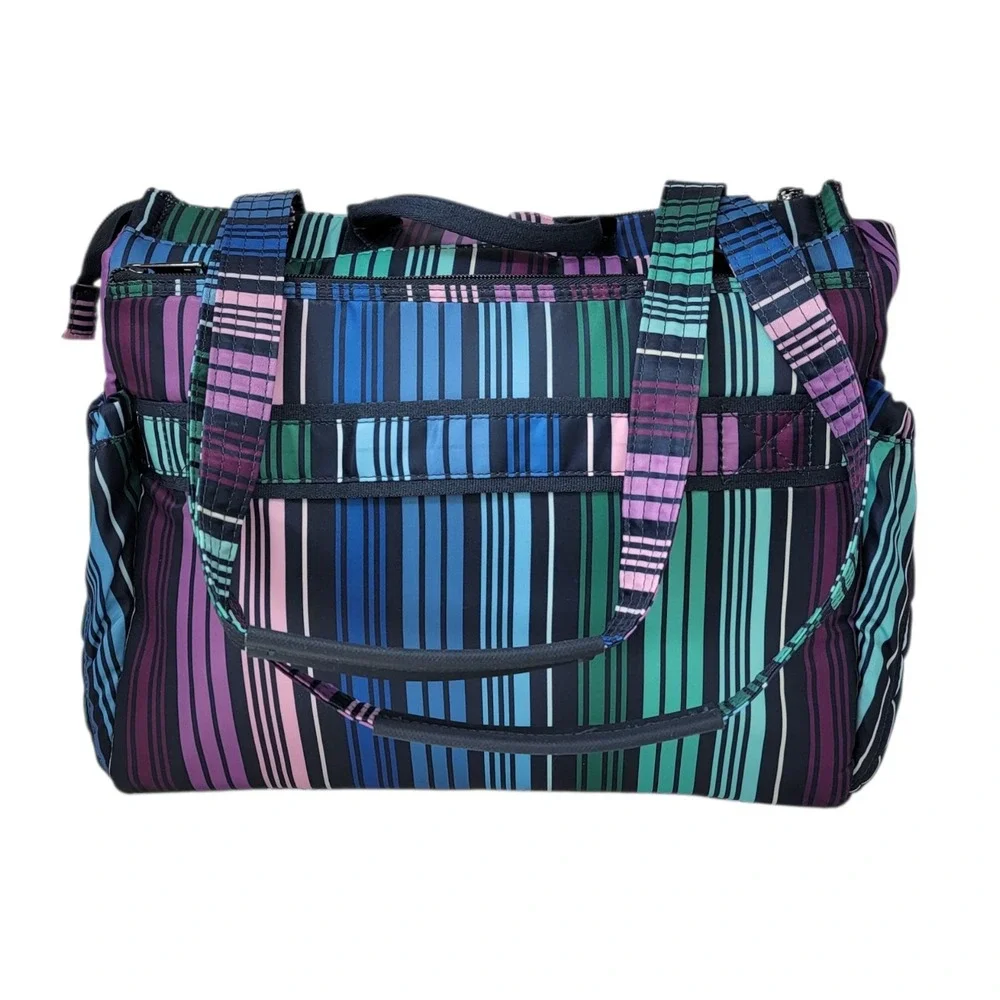 LUG Soprano Tote Bag Brushed Marina Love Stripe Multi RFID Organizer Top Handles - Picture 4 of 16